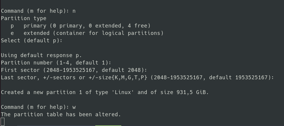 fdisk partition